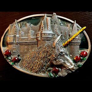 1983 Pewter & Enamel Bergamot Brass Works Unicorn Belt Buckle